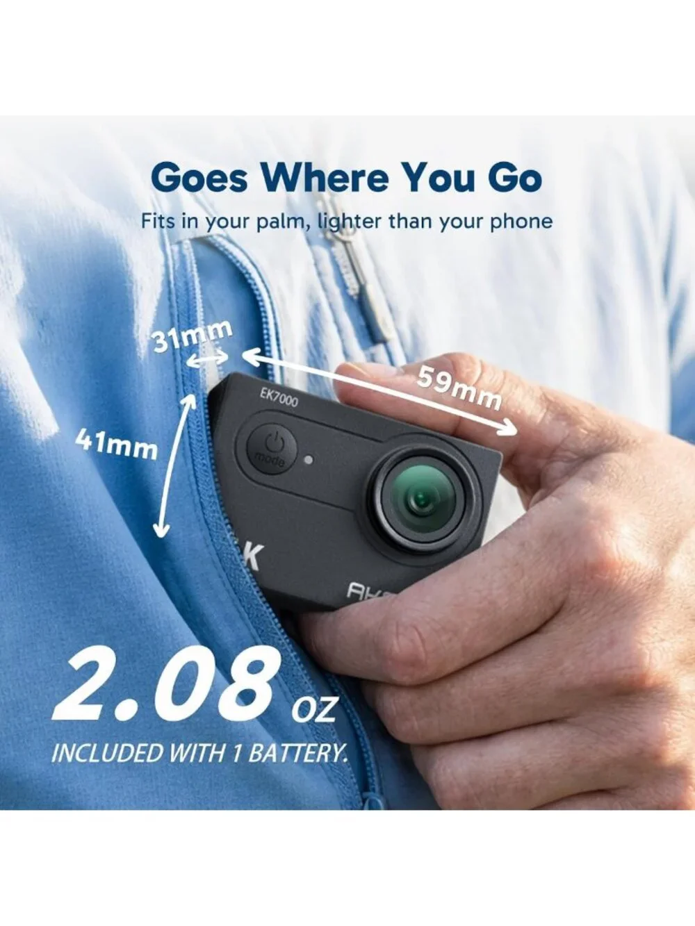 4K Ultra HD Action Camera, 20MP, WiFi, Waterproof, EIS, Remote Control, 4X Zoom
